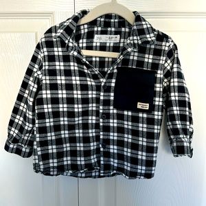 Zara plaid shirt 12-18months + H&M jeans 12-18 months